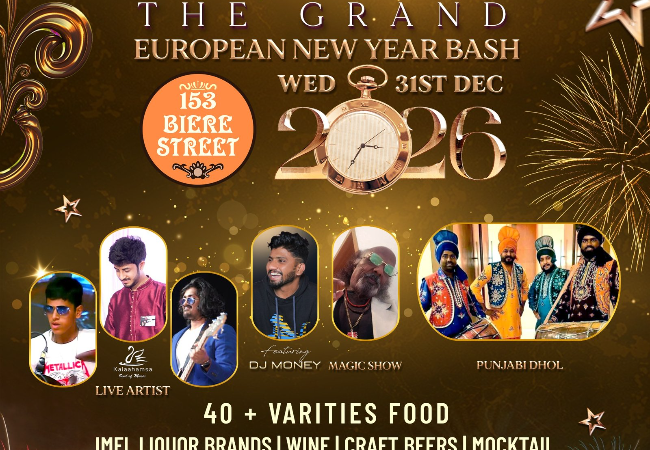 New year Events in Bangalore at 153 Biere Street