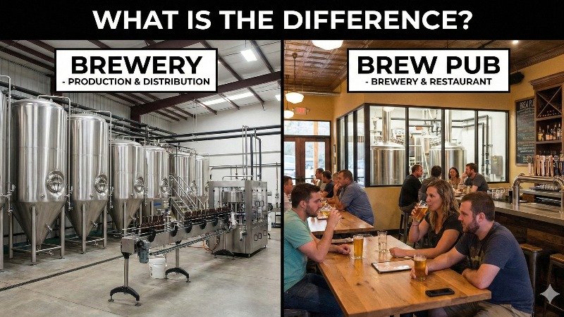 What is difference between a Brewery and a Brew pub